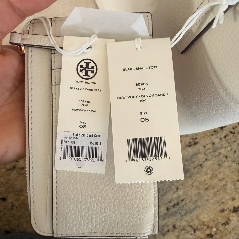 New tory burch set Blake tote small & zip cardholder in new ivory color - Picture 5 of 10